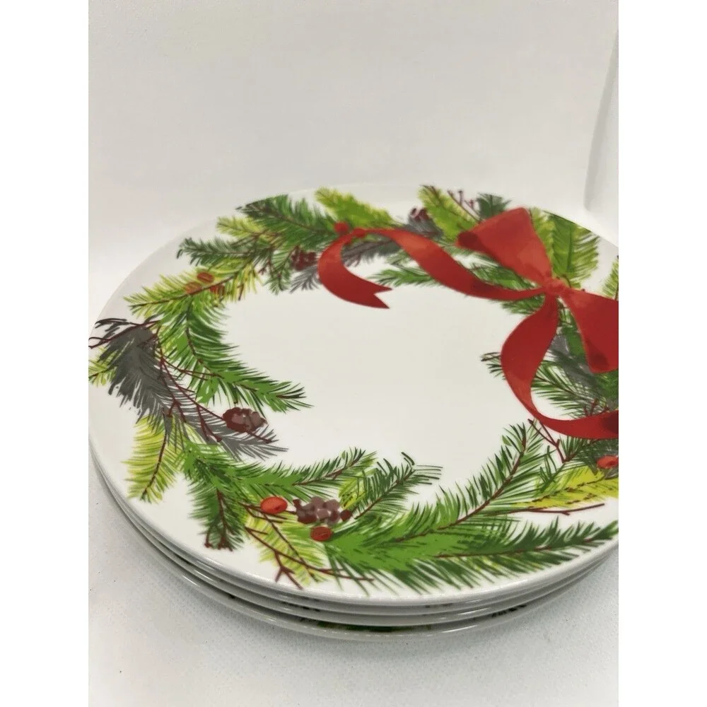 4 Christmas Wreath Salad Plate 8